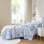Ensemble de courtepointe 3 pièces pour lit simple / simple TG avec coussin décoratif, bleu