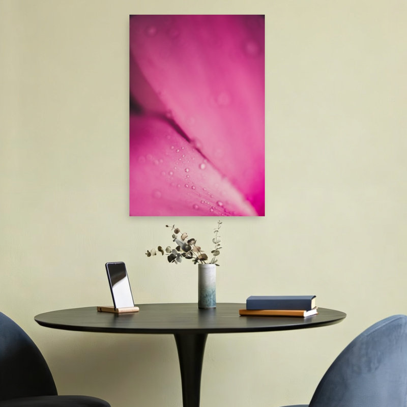 Pink Petal Drops Abstract Delicate Vibrant Flower Nature Wall Art Print 1 Piece Wrapped Canvas Wall Art