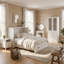 Ensemble de chambre à coucher blanche 4 pièces | Lit, table de chevet, garde-robe et coiffeuse-558730158