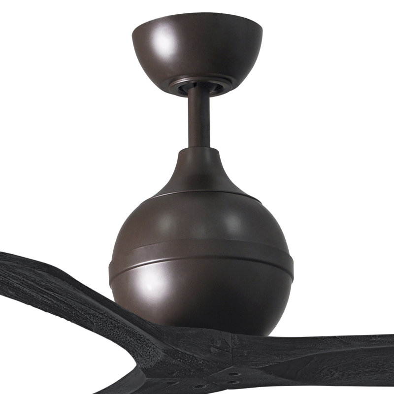 60" Irene Paddle 3 Blade Ceiling Fan, 42", Textured Bronze, Matte Black