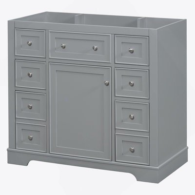 36 Inch Bathroom Vanity with One Cabinet and Six Drawers, Modern Freestanding Design for Efficient Storage