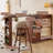 40.16"Retro Brown Solid Wood Extendable Bar Counter