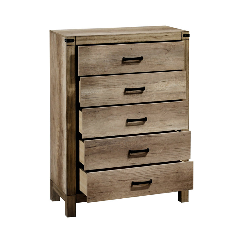 Commode contemporaine à cinq tiroirs, commode de chambre en bois pour la maison