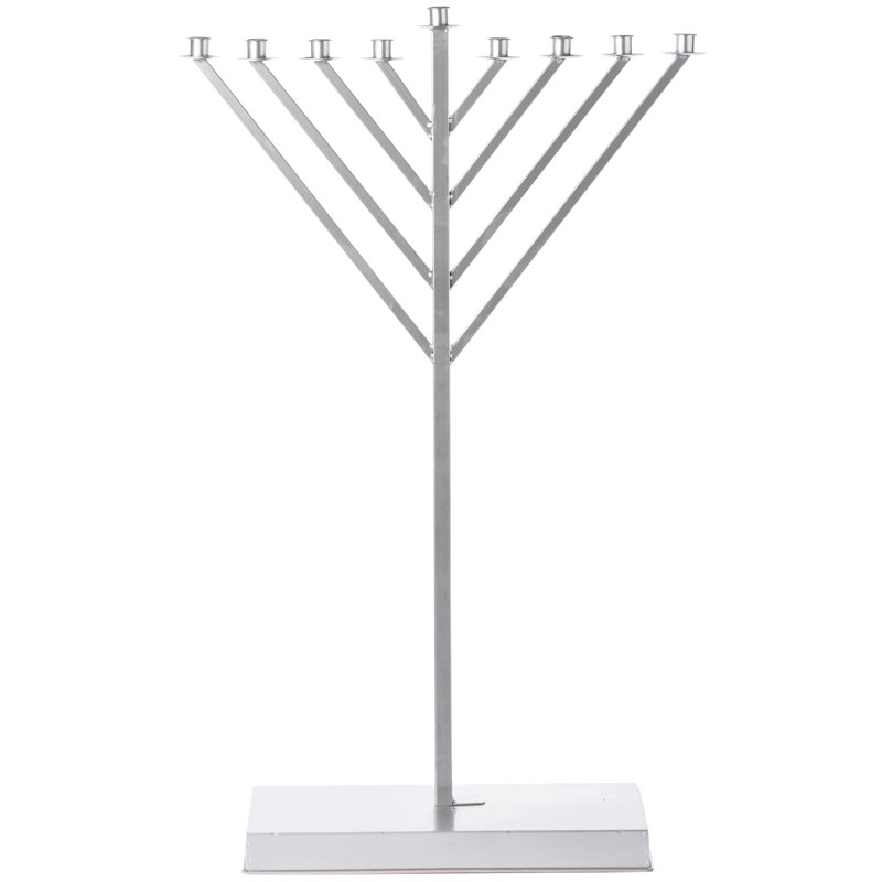 Aluminum Menorah, 47.25" H x 9.5" W x 27" D