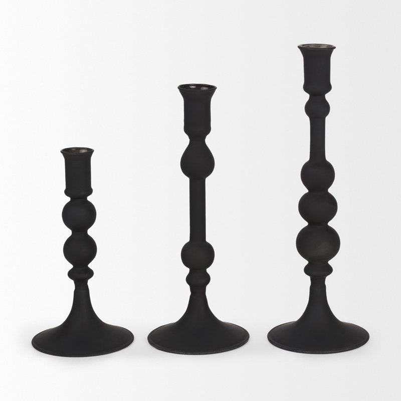 Loudon Glass Tabletop Candlestick, 10.2" H x 4" W x 4" D