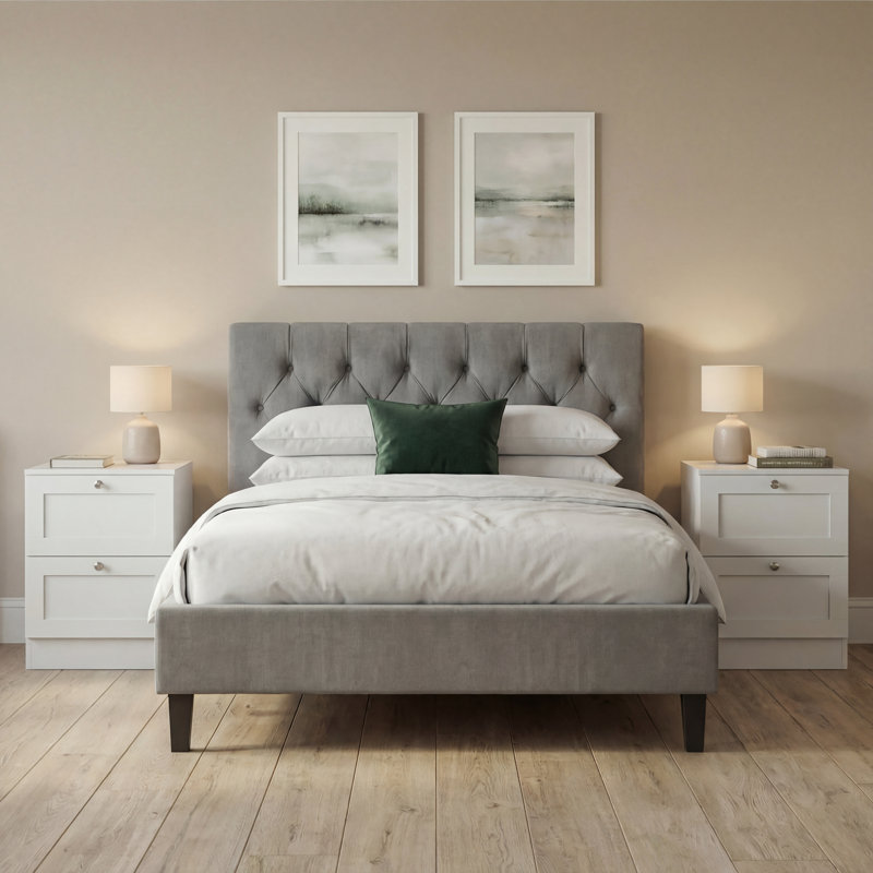 Tasneem 2 Drawer Set Of 2 Bedside Tables Compact Nightstand Storage Cabinet Modern Bedroom Side Table, White