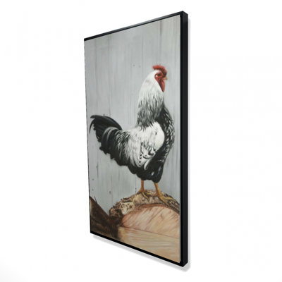 Wyandotte rooster - 24"x48" Framed canvas