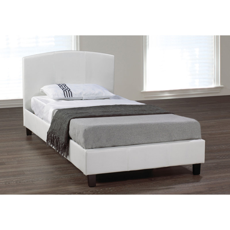 Palmers Vegan Leather Metal Platform Bed, Espresso, Twin