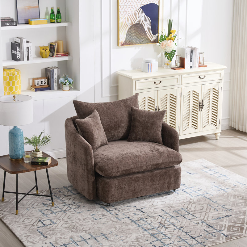 Coussin de fauteuil pivotant à 360 °, fauteuil surdimensionné pour fauteuil, salon, chambre à coucher, hôtel, Tissu brun
