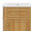 Petit meuble-lavabo de 20 po avec lavabo, lavabo autoportant doux avec porte à fermeture, tiroir inclinable et tablette réglable, poignées en bois