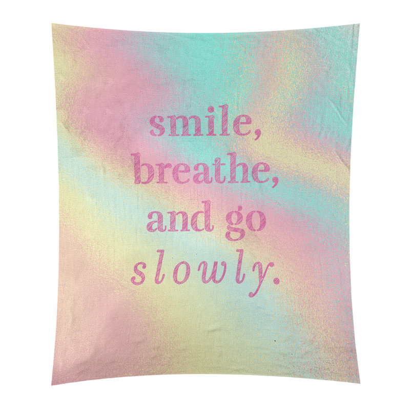 Tapisserie de polyester à quote-main lente, H 27,5 po x l 37,5 po, Arc-en-ciel pastel