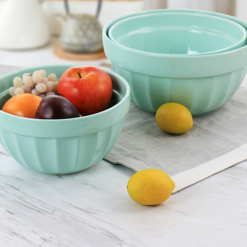 Martha Blue Ceramic 3-Piece Microwave Safe Bowl Set