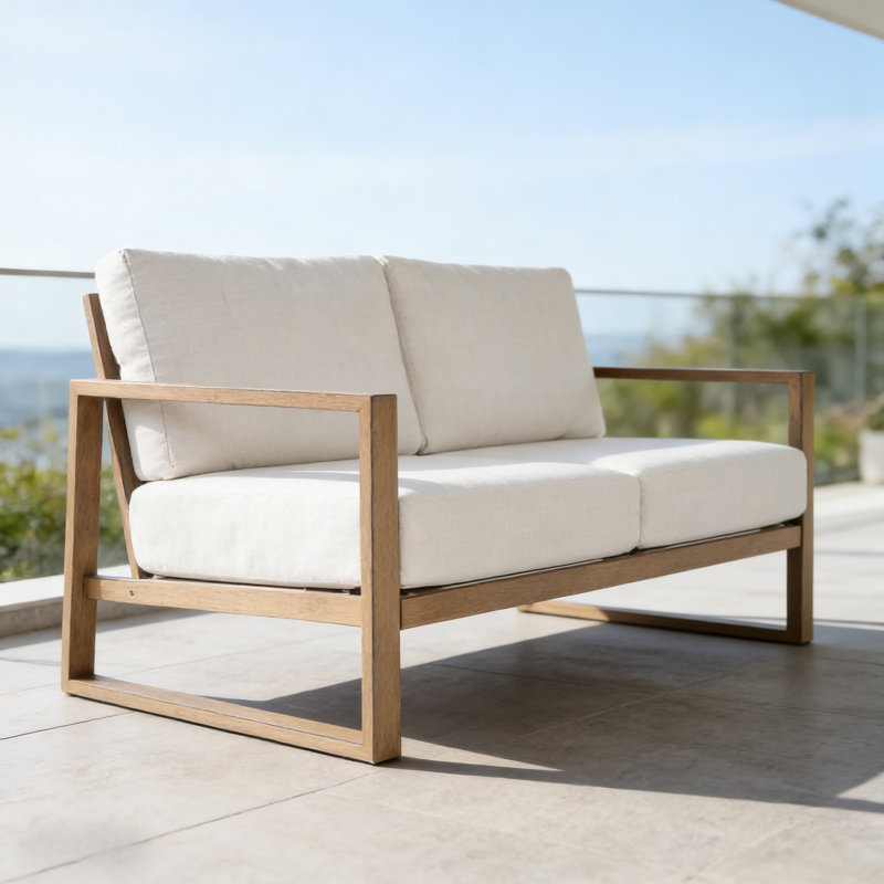  Hamarto Patio Aluminum Loveseat With Olefin Cushions