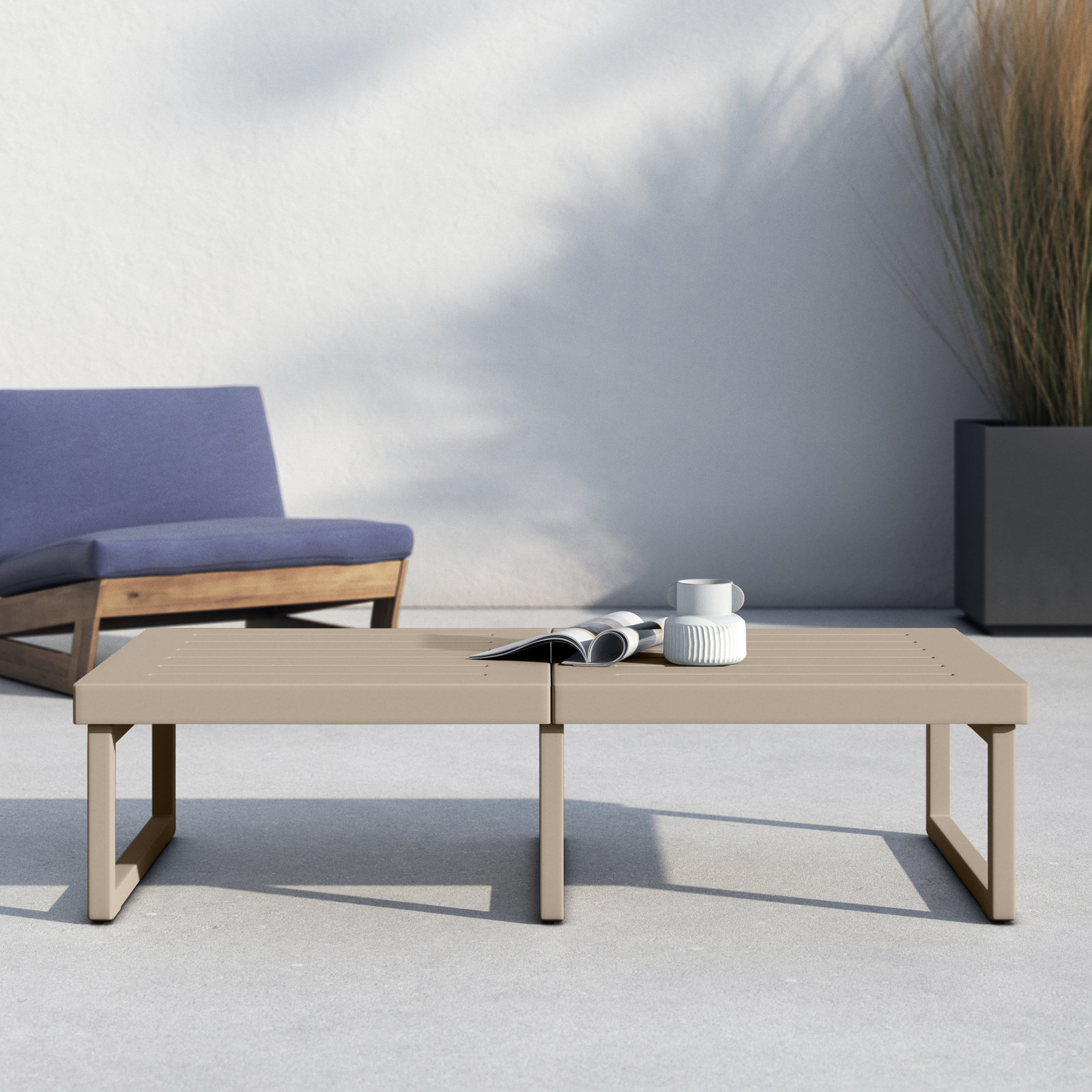 Lane 51'' Plastic / Acrylic Outdoor Coffee Table, Taupe