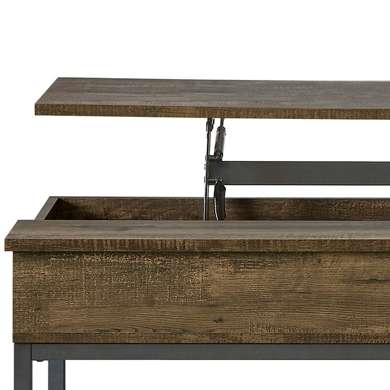 Table basse à plateau relevable avec rangement caché et charme rustique