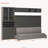 Full Murphy Wall Bed with Sofa, Shelves, USB and Light, Gray