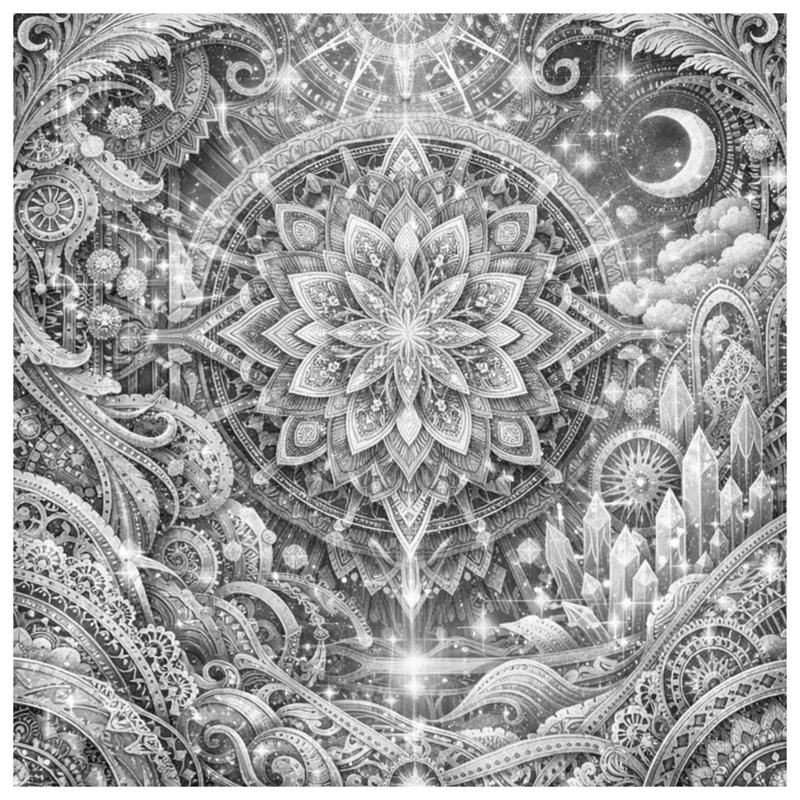 Rideaux de douche complexes extra-longs Mandala Illustration, 70in W x 84in H