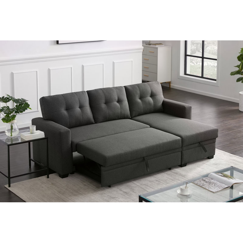 Canapé modulaire rembourré avec méridienne, Gris foncé