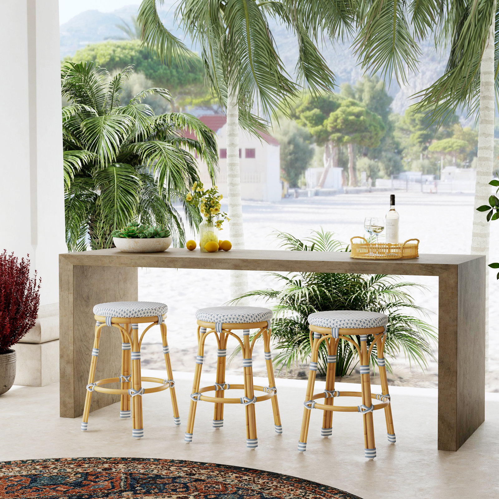 Ellie Patio Counter Stool, Blue