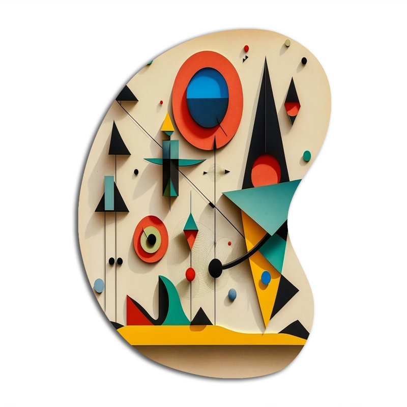 Espaces ludiques enjoués V - forme de flèche géométrique moderne - art mural métallique asymétrique, H 31 po x l 22 po