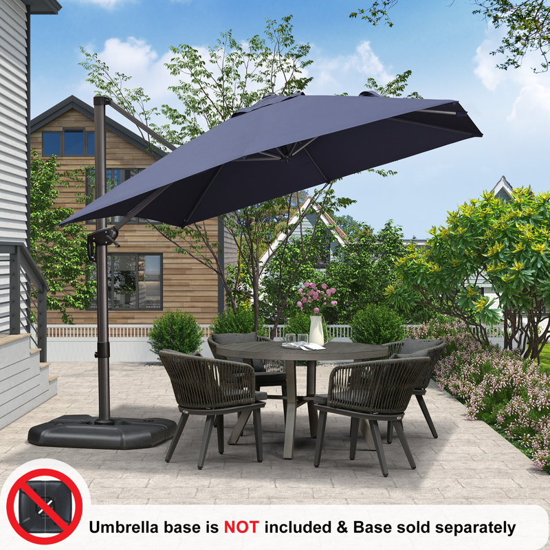 Anoush 9' Square Cantilever Umbrell Without Base, Navy Blue