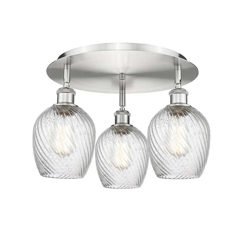Plafonnier encastré 3 lumières 17 po Beka, Nickel satiné