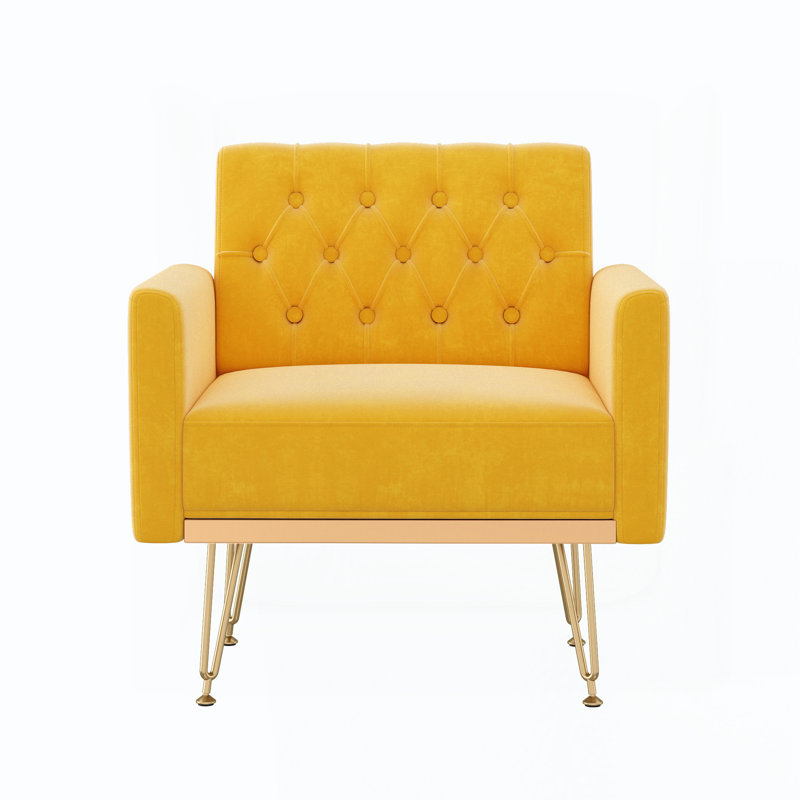 Chaises de lecture modernes capitonnées rembourrées, Jaune
