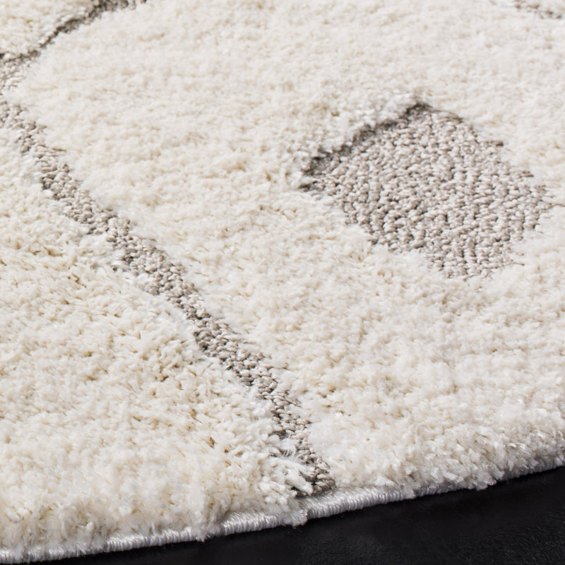 Ashburnham Olympia Shag Performance Geometric Rug, Round 6'7"