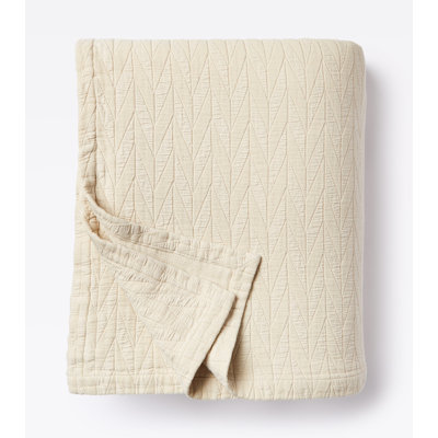 Cotton Matelassé Herringbone Coverlet in Palm
