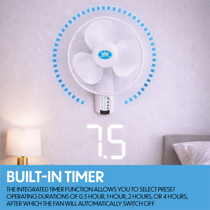 16" Oscillating Wall Fan wth Time
