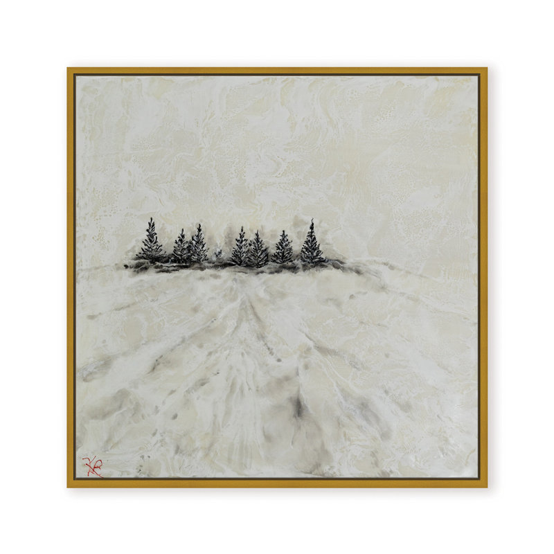 Nature Inspired "Frosted Horizon" Canvas Wall Art By , 12" H x 12" W, Framed Canvas, Beige