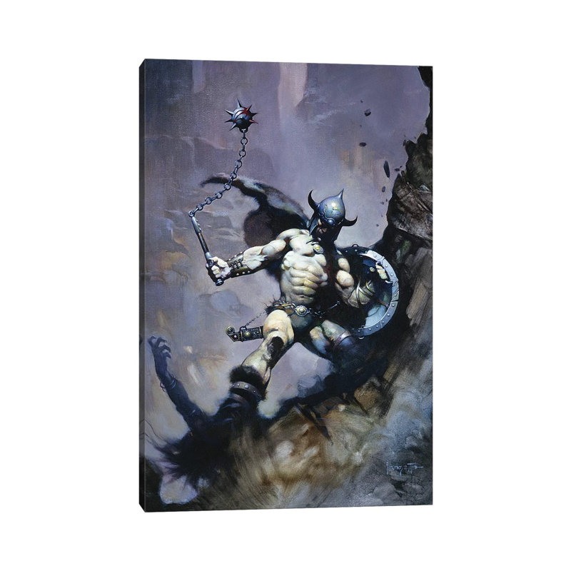 Warrior With Ball And Chain by Frank Frazetta - Wrapped Canvas Print, 66.04 cm H x 45.72 cm W x 1.91 cm D