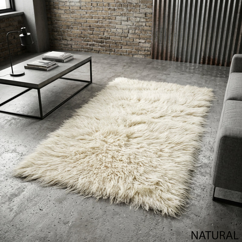 Stylish flokati rugs in popular sizes. Soft and fluffy 3” pile. 100% wool. Natural wool area rug, Rectangle 4' x 6'