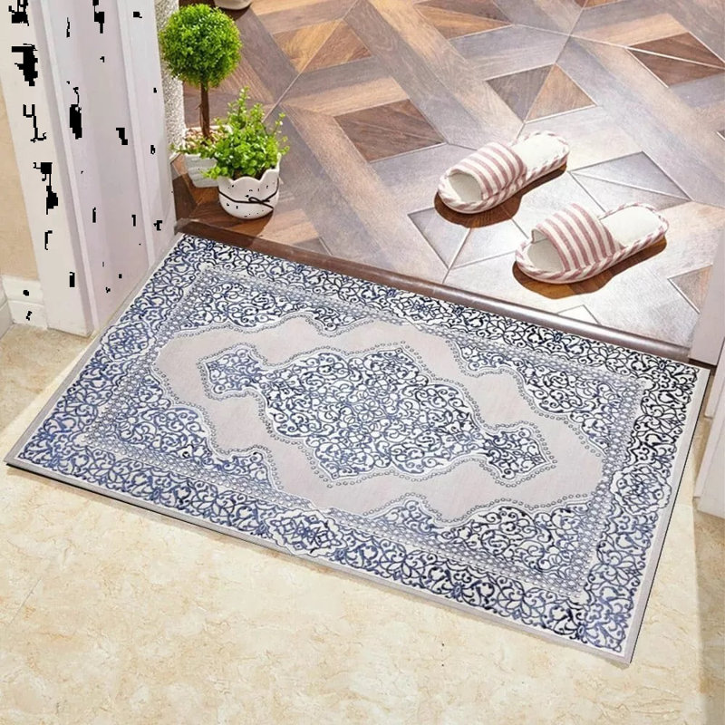 Asabi Floral Indoor Doormat, Navy