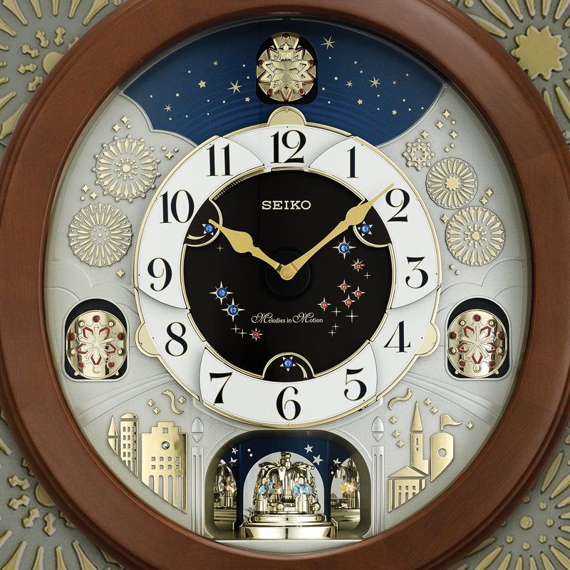QXM376BRH Melodies In Motion Clock, Brown