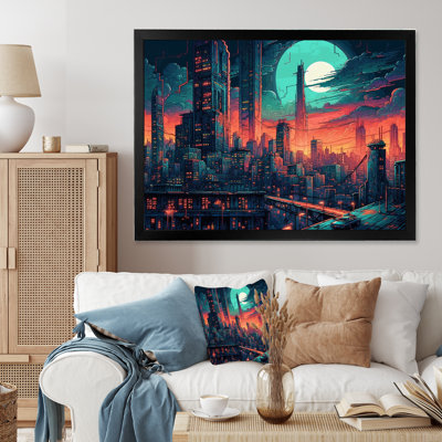 «Green and Orange Metropolis Deco II», reproduction sur toile