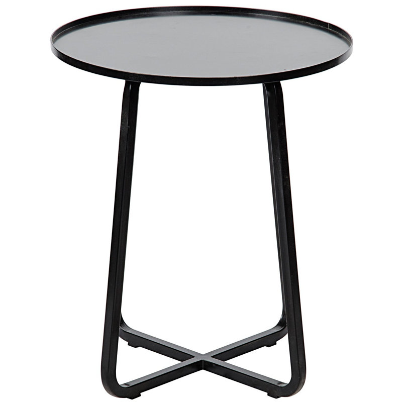 Kimana Noir 20.5" Round Black Metal Tray Side Table