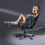 Fauteuil de bureau et de jeu ergonomique en filet avec repose-pieds, chaise de bureau à haut dossier, soutien lombaire 3D confortable, inclinaison à 145 °, profondeur de siège réglable, accoudoir 3D réglable et appui-tête 4d