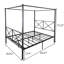 Structure de lit à baldaquin en métal noir pour grand lit, et très sous l'espace, s'adapte aux matelas de grand lit standard avec baldaquin, supporte 500 livres, finition, matelas, installation facile