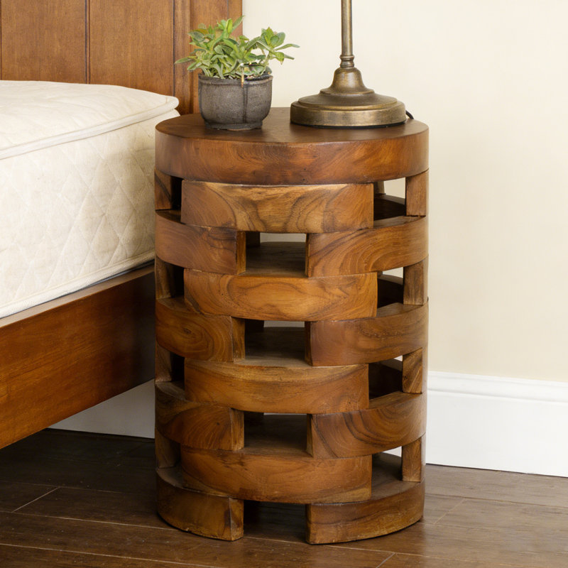 Table de bout cylindrique en bois massif