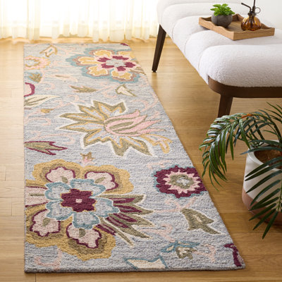 Tapis d'intérieur en laine et coton touffeté à la main Blossom