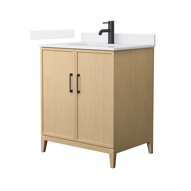 Elan 30'' W Vanity, Matte Black, White, Carrara Cultured Marble