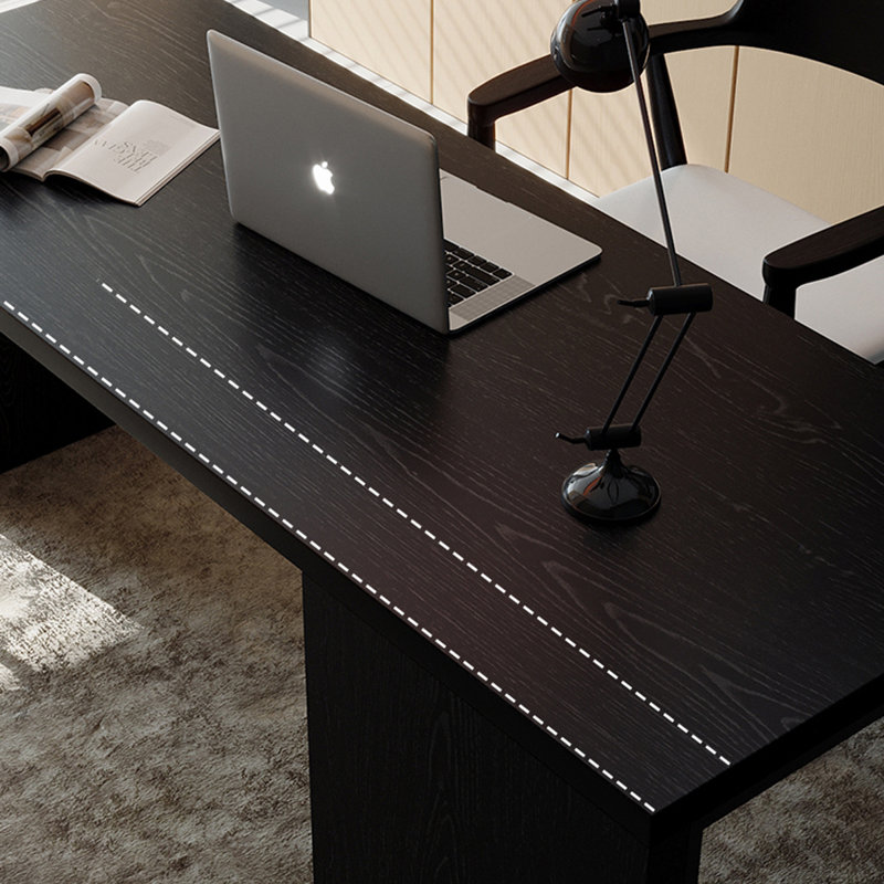 Black Rectangular Solid Wood+Iron desk, 29.53" H x 55.12" W x 27.56" D
