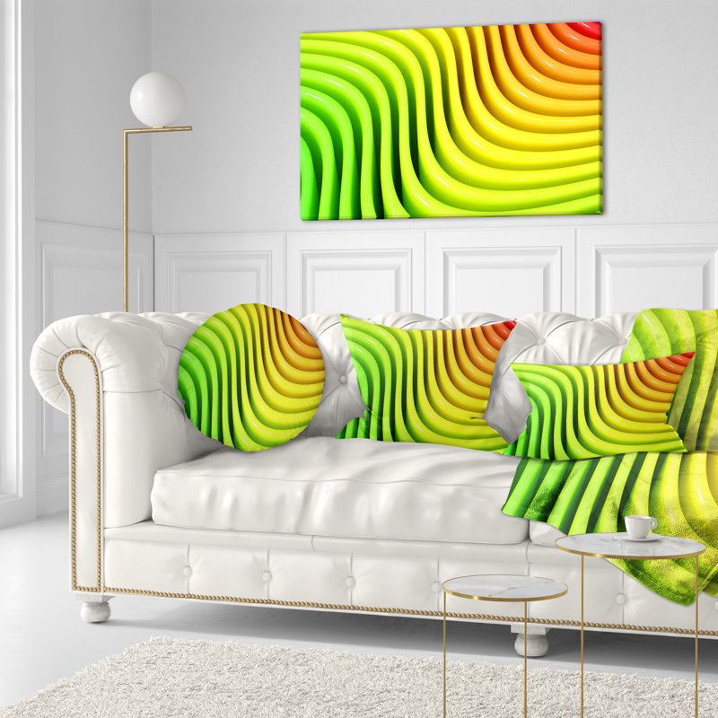  Coussin décoratif abstrait numérique Designart «Rainbow Colors Wave»