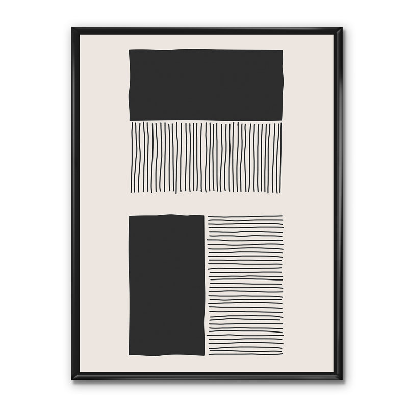 Minimal Geometric Lines and Squares VII - reproduction sur toile, Toile avec cadre noir, H 20 po x l 12 po x P 1 po