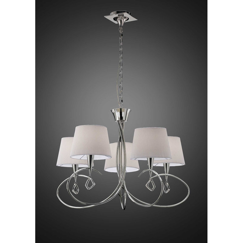 Eurich 5 - Light Shaded Chandelier, Polished Chrome/White