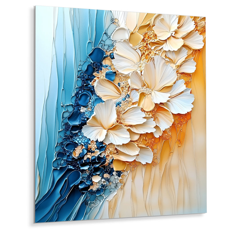«Abstract Coastal Blue Echo Landscape IV», reproduction d'art moderne sur métal, H 20 po x l 12 po x P 0,84 po