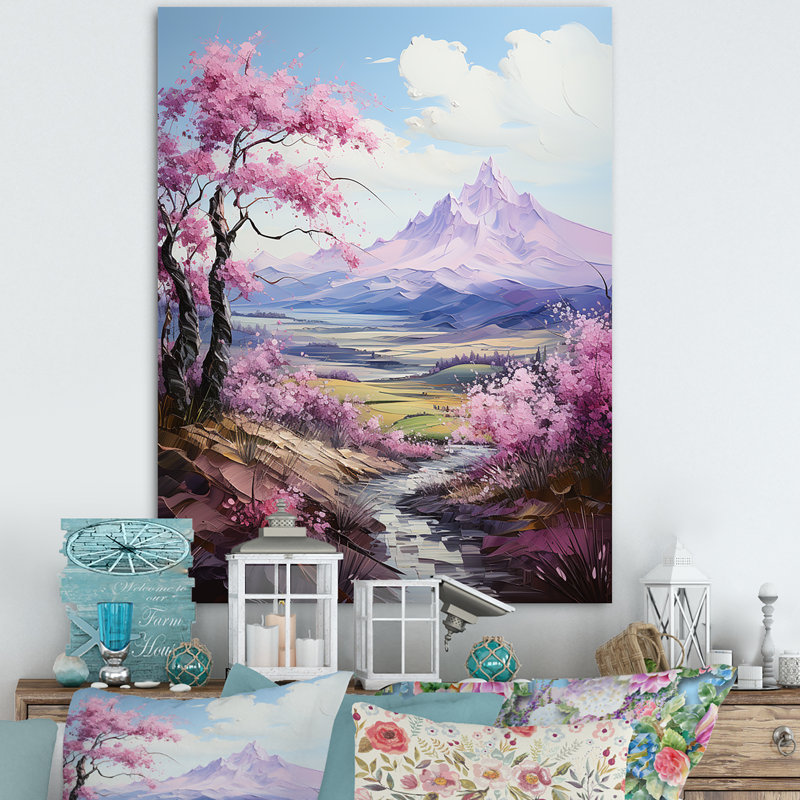 Lilas mauves dans un charme de montagne sur toile, Toile tendue, H 32 po x l 24 po x P 1 po