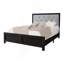 Lit à panneau moderne 1Pc avec éclairage de tête de lit capitonné noir-1327512127