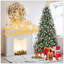 Arbre de Noël avec 2850 pointes, baies rouges et pommes de pin - branches en PE + PVC enneigées, conception à charnières pour une installation facile, support en métal robuste - Décoration d'arbre de Noël naturelle-1032835467